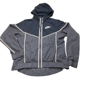 Nike Wind Breaker Jacket‎ Women's Small Blue Full Zip Hooded Jacket